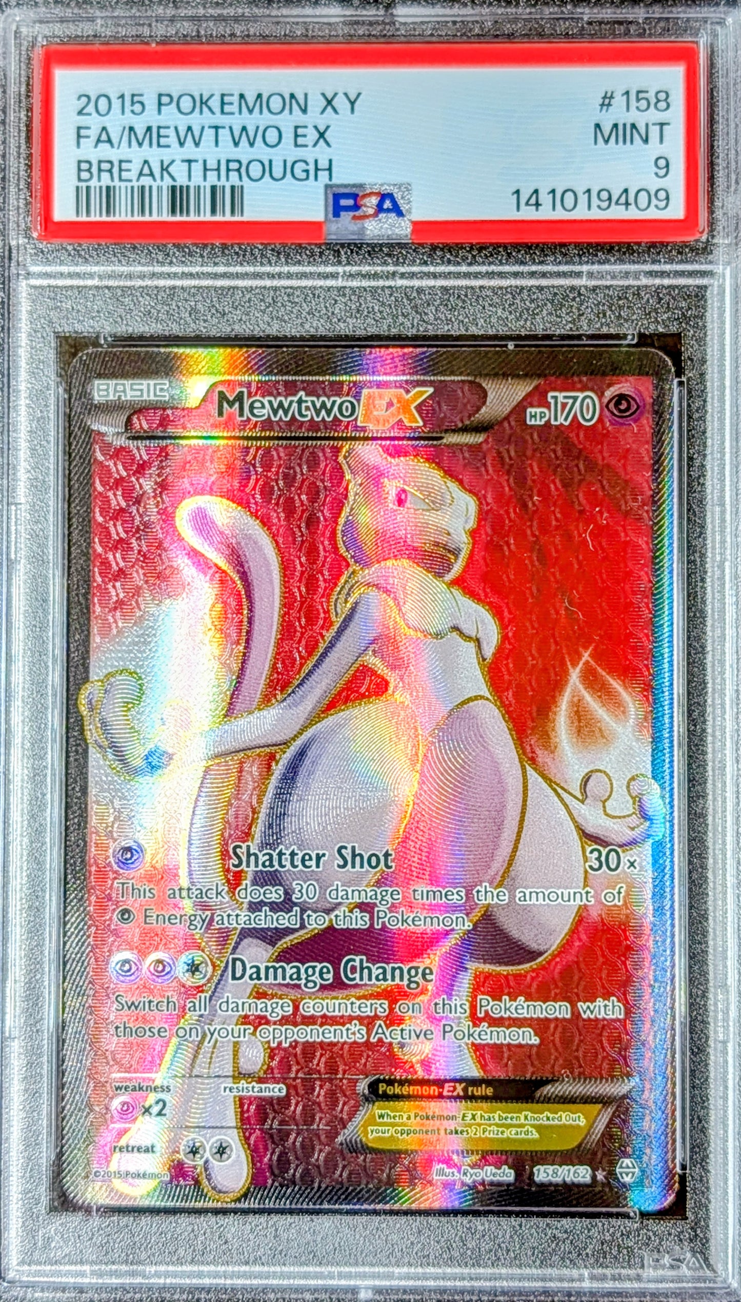 PSA 9 Mewtwo EX 158/162