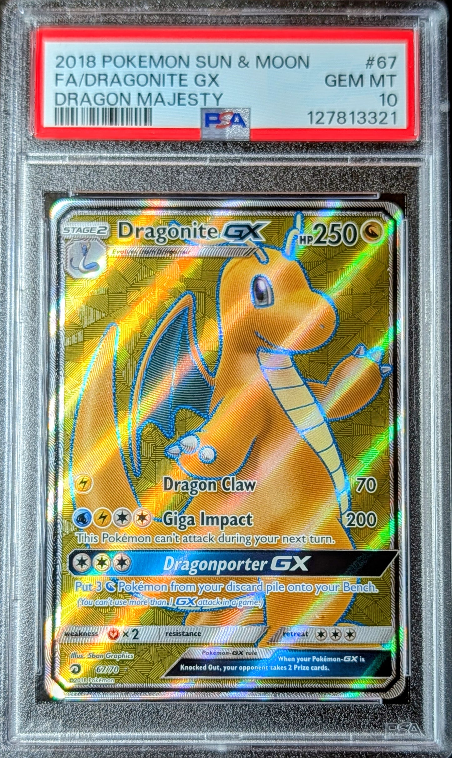 PSA 10 Dragonite GX 67/70