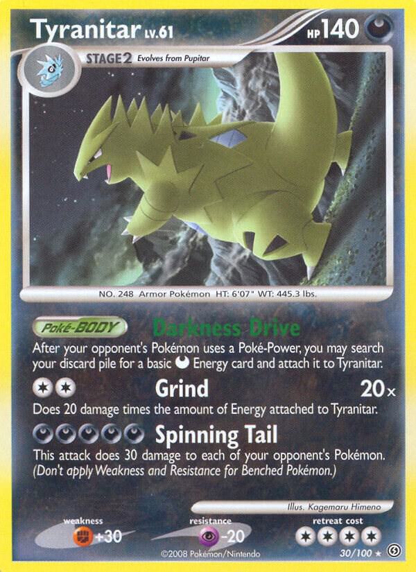 Tyranitar - 30/100 - Reverse Holo (Lightly Played)