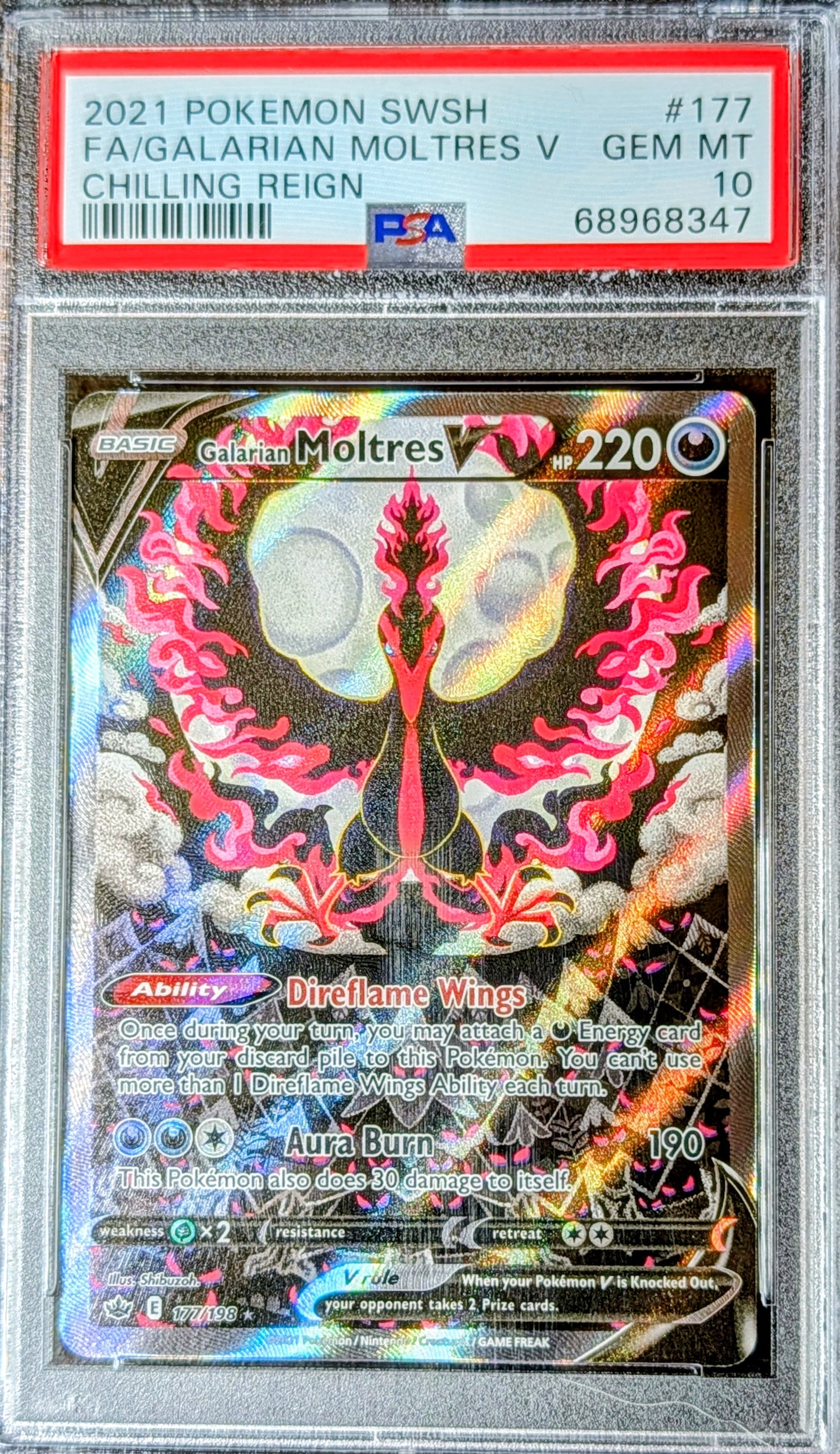 PSA 10 Galarian Moltres V 177/198