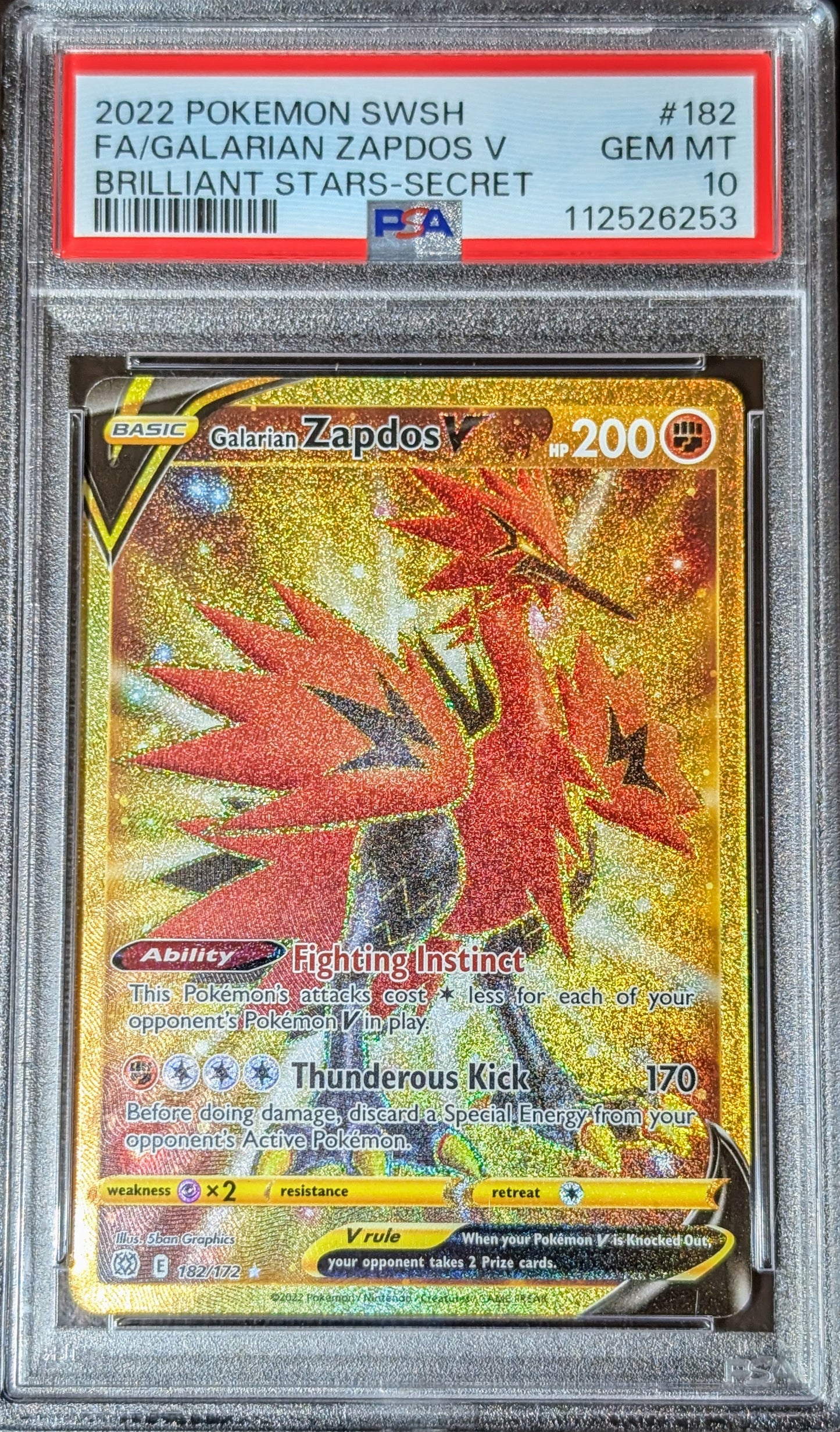 PSA 10 Galarian Zapdos V 182/172