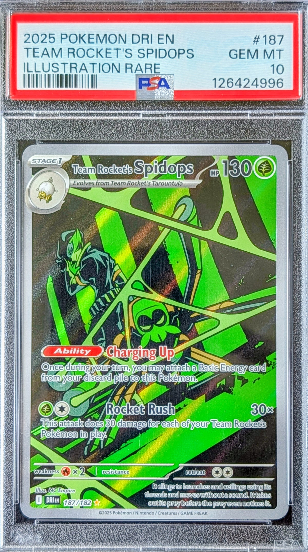 PSA 10 Team Rocket's Spidops 187/182