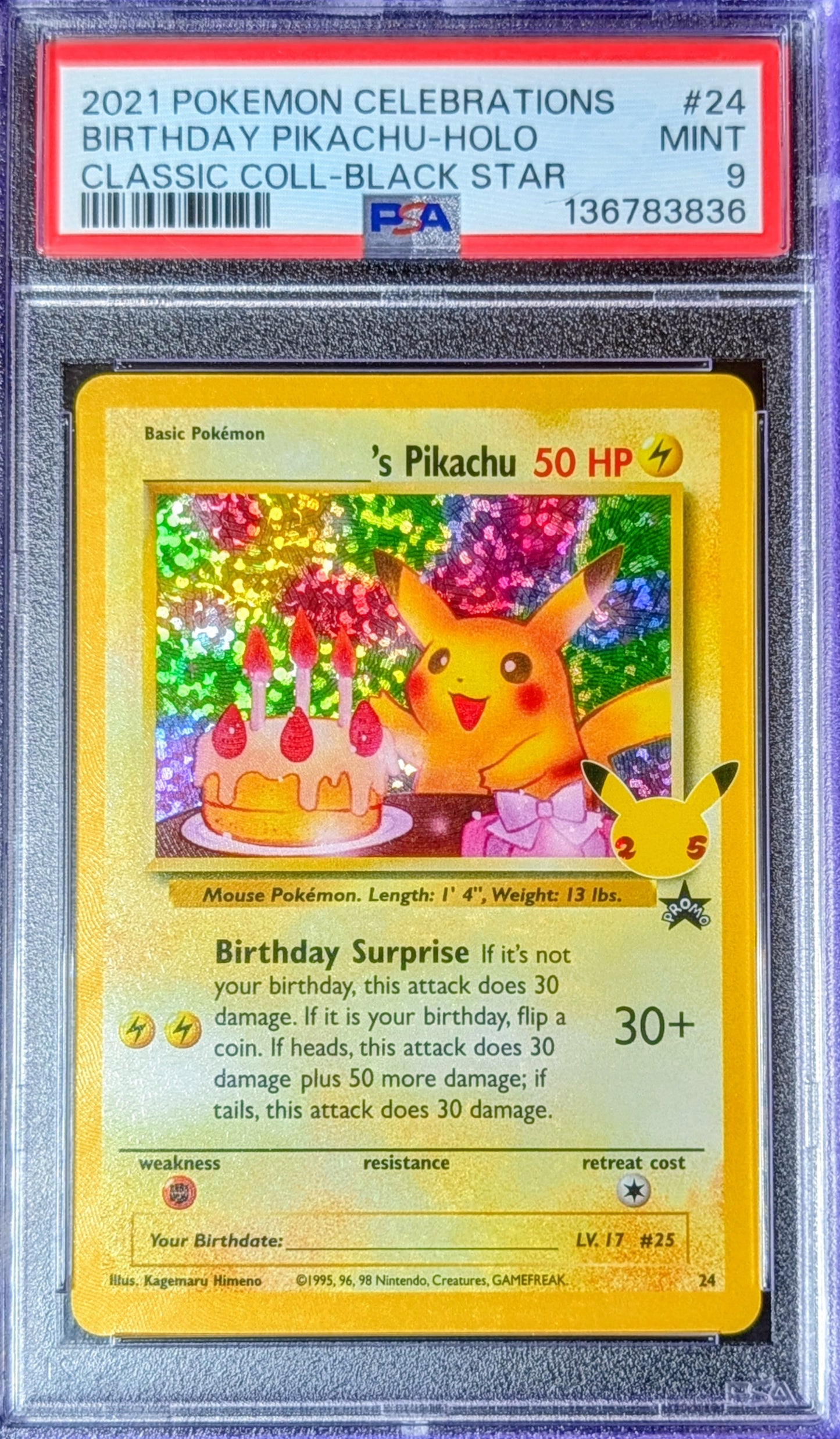PSA 9 Birthday Pikachu #24
