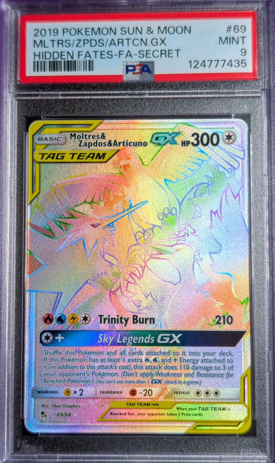 PSA 9 Moltres & Zapdos & Articuno GX 69/68