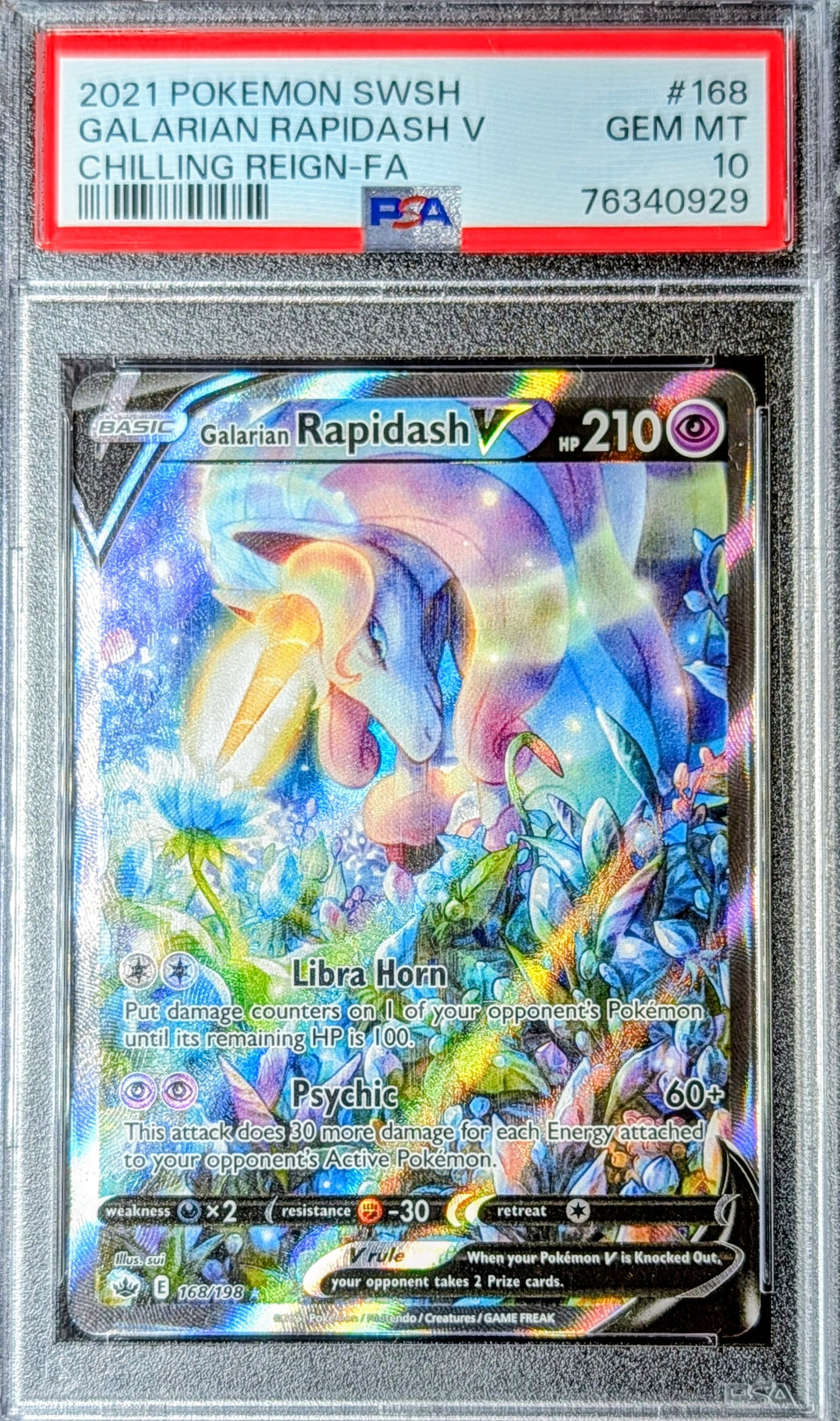 PSA 10 Galarian Rapidash V 168/198