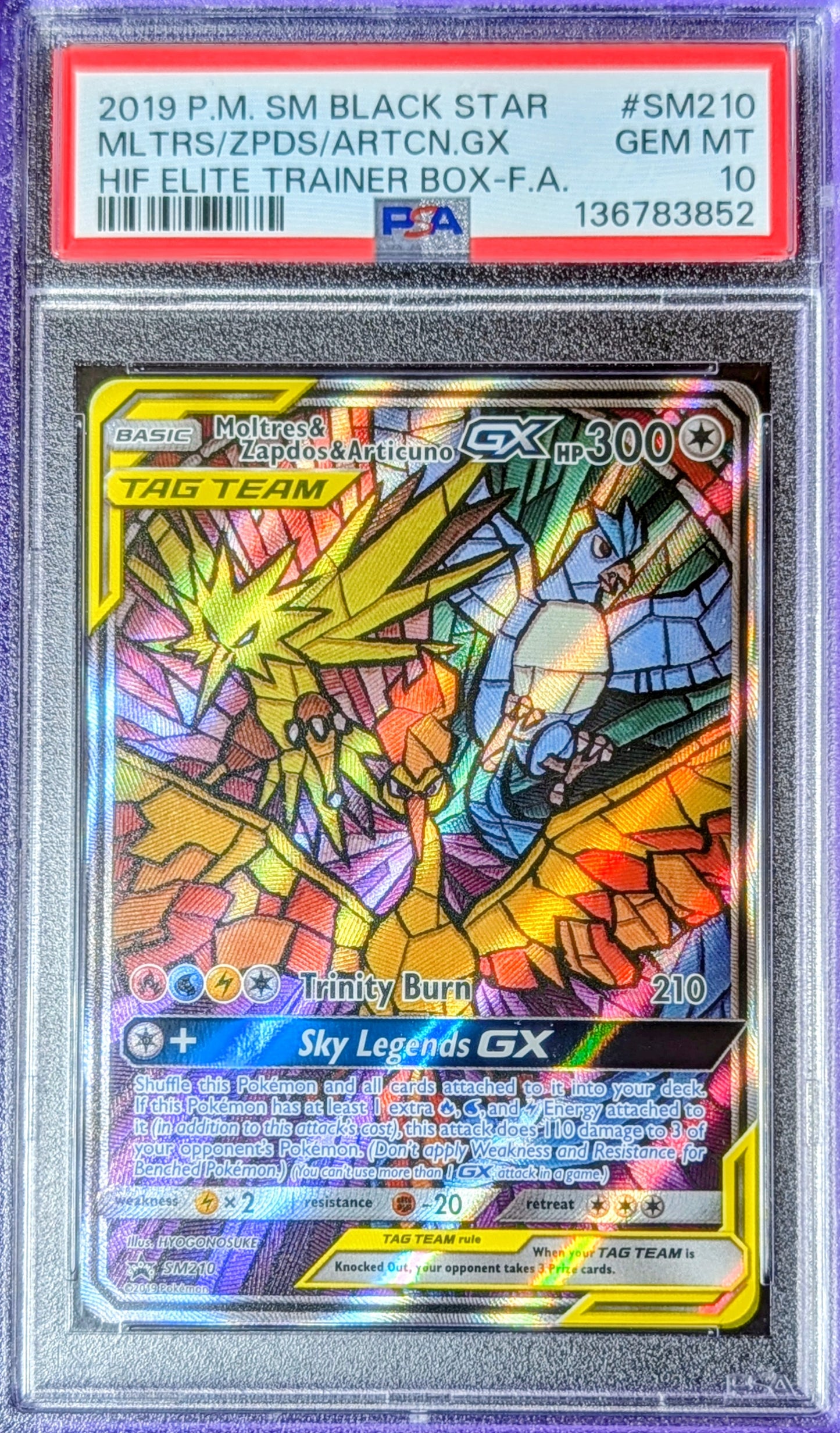 PSA 10 Moltres & Zapdos & Articuno GX SM210