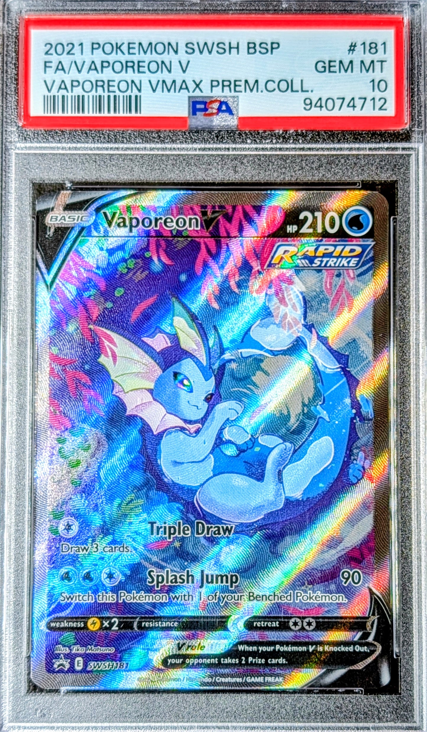 PSA 10 Vaporeon V SWSH181