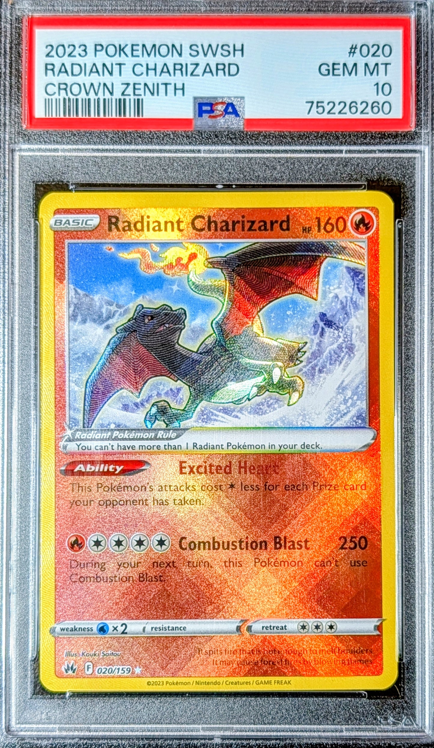 PSA 10 Radiant Charizard 020/159