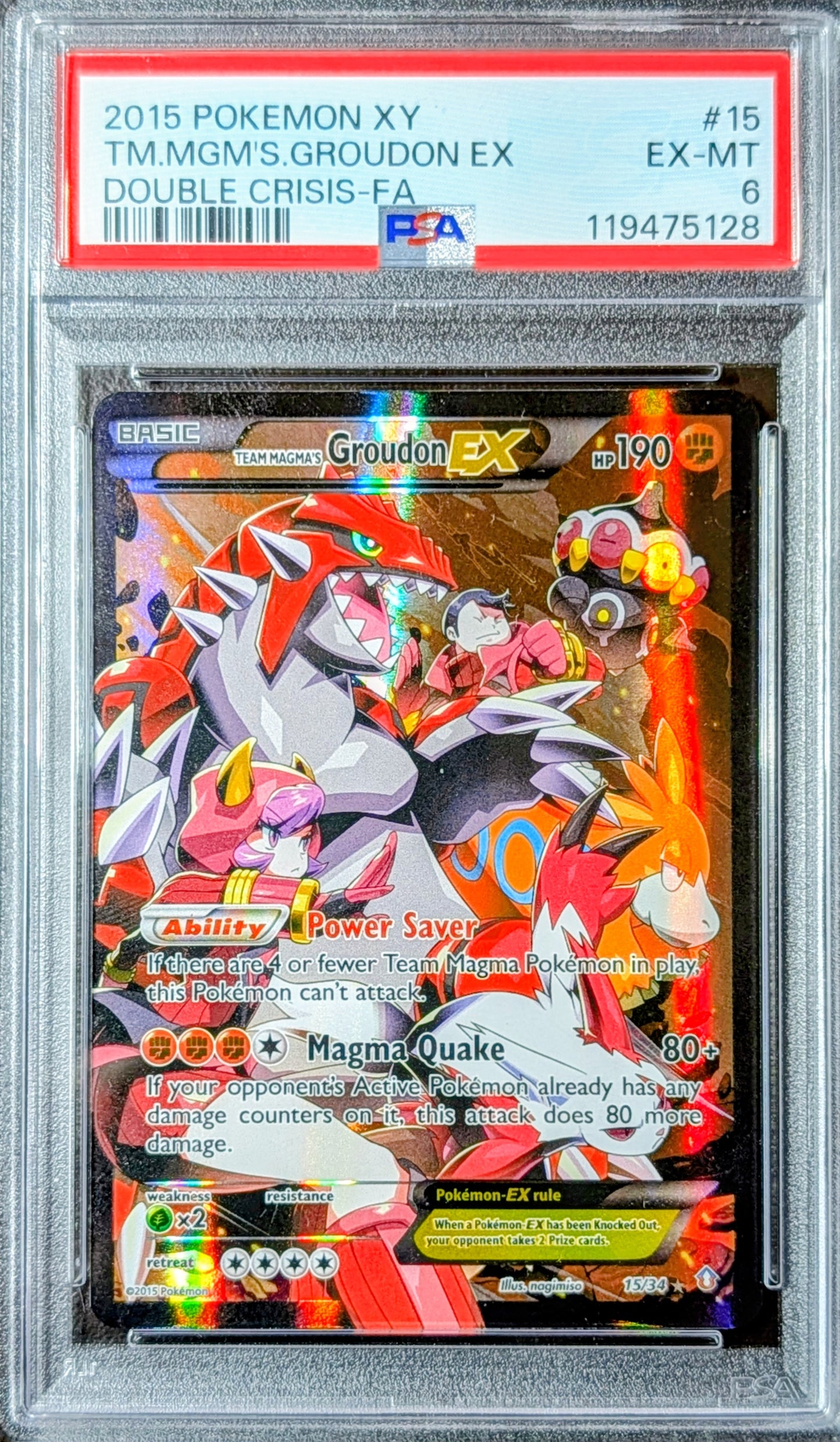PSA 6 Team Magma's Groudon EX 15/34