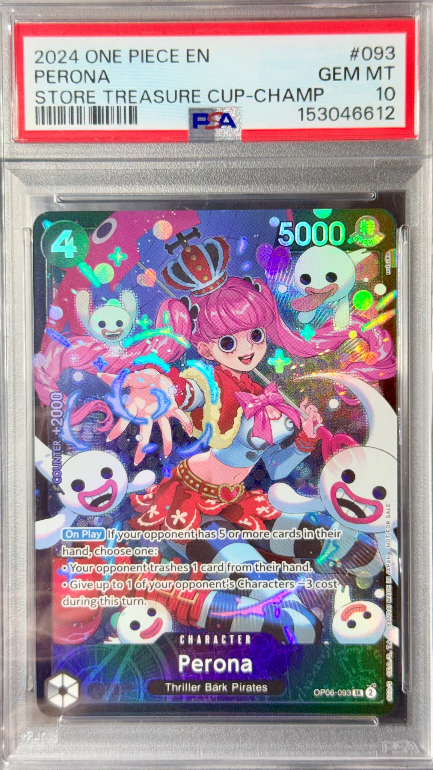 PSA 10 - Perona (Store Treasure Cup Champ) - OP06-093 (Alt Art SR)