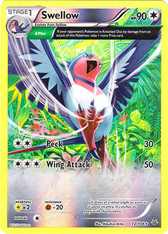 Swellow (72 Delta) - 72/108 - Holo Rare - Reverse Holofoil