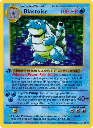 Blastoise 002  - 1st Edition Holofoil Base Set Shadowless - Holo Rare