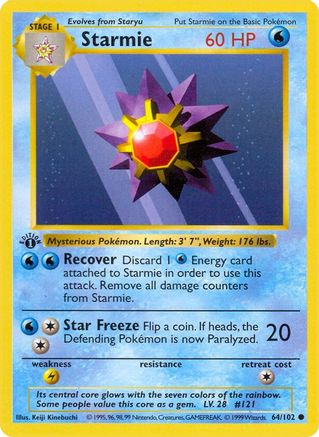 Starmie 064/102  - 1st Edition Base Set Shadowless - Common