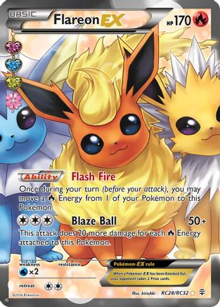 Flareon EX (Full Art) RC28/RC32  - Holofoil Generations Radiant Collection - Ultra Rare