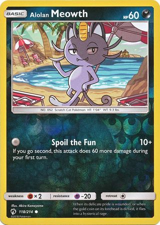 Alolan Meowth - 118/214 - Common - Reverse Holofoil