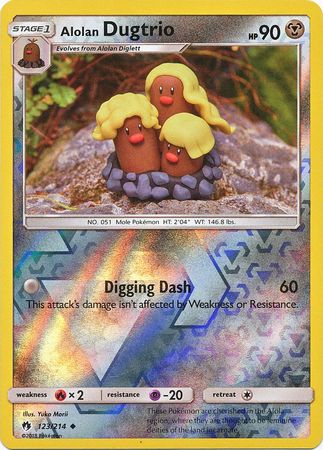 Alolan Dugtrio - 123/214 - Uncommon - Reverse Holofoil