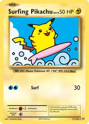Surfing Pikachu 111/108  XY  Evolutions - Secret Rare