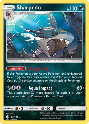 Sharpedo 082/149  - Reverse Holofoil SM Base Set - Holo Rare