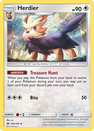 Herdier 104/149  - Reverse Holofoil SM Base Set - Uncommon