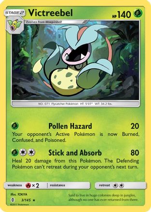 Victreebel 003/145  - Reverse Holofoil SM  Guardians Rising - Rare
