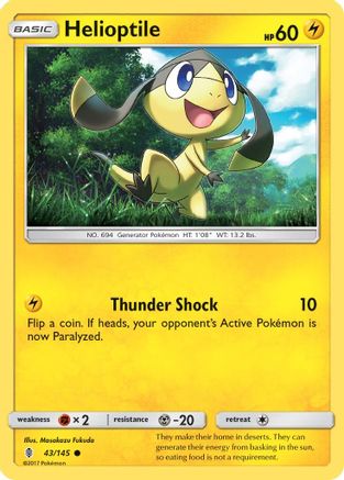Helioptile 043  - Reverse Holofoil SM  Guardians Rising - Common