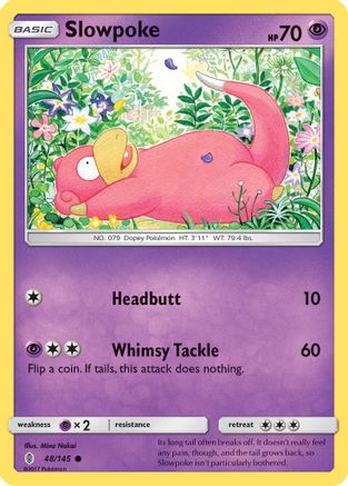 Slowpoke 048/145  - Reverse Holofoil SM  Guardians Rising - Common