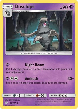 Dusclops 052/147  SM  Burning Shadows - Uncommon