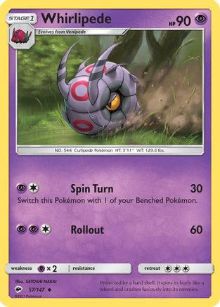 Whirlipede 057/147  SM  Burning Shadows - Uncommon