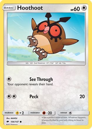 Hoothoot 106/147  SM  Burning Shadows - Common