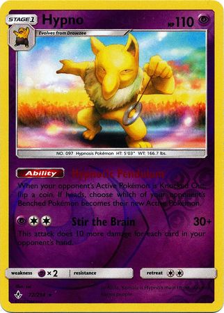 Hypno - 72/214 - Rare - Reverse Holofoil