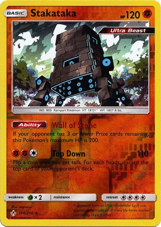 Stakataka - 106/214 - Reverse Holofoil Rare