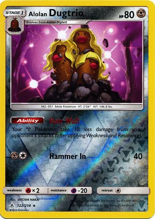 Alolan Dugtrio - 122/214 - Rare - Reverse Holofoil