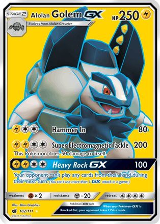Alolan Golem GX (Full Art) 102/111  - Holofoil SM  Crimson Invasion - Ultra Rare
