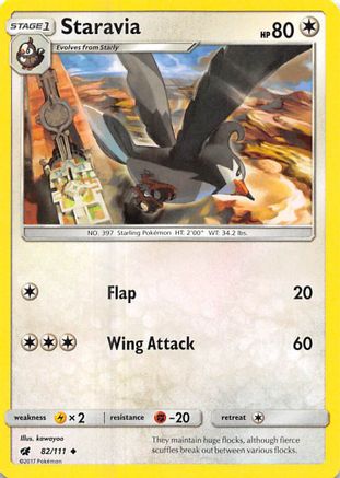 Staravia 082  - Reverse Holofoil SM  Crimson Invasion - Uncommon