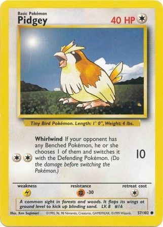Pidgey - 057/102 - Common - Unlimited Edition - (LP)