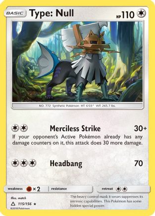 Type: Null 115/156  - Reverse Holofoil SM  Ultra Prism - Rare