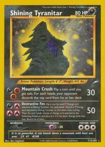 Shining Tyranitar 113  - Unlimited Holofoil Neo Destiny - Secret Rare