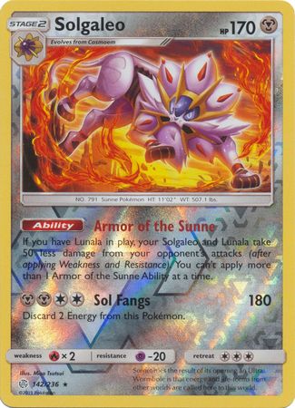 Solgaleo - 142/236 - Holo Rare - Reverse Holofoil