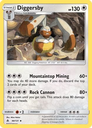 Diggersby 098  - Reverse Holofoil SM  Forbidden Light - Uncommon