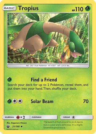 Tropius 021  - Reverse Holofoil SM  Celestial Storm - Uncommon