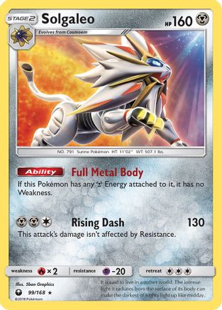 Solgaleo 099/168  - Reverse Holofoil SM  Celestial Storm - Holo Rare