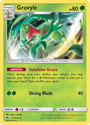 Grovyle 021/214  - Reverse Holofoil SM  Lost Thunder - Uncommon