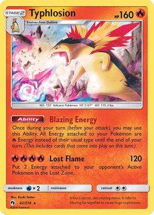 Typhlosion 042/214  - Reverse Holofoil SM  Lost Thunder - Holo Rare