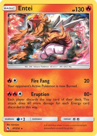 Entei 047  - Reverse Holofoil SM  Lost Thunder - Rare