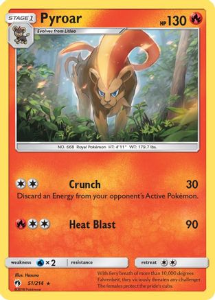 Pyroar 051  - Reverse Holofoil SM  Lost Thunder - Rare