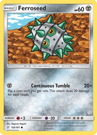 Ferroseed 102  - Reverse Holofoil SM  Team Up - Common