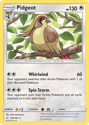 Pidgeot 124/181  - Reverse Holofoil SM  Team Up - Rare
