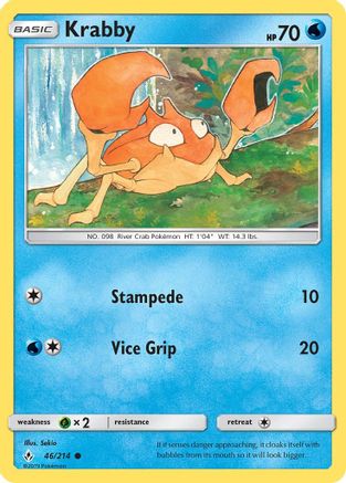 Krabby 046/214  - Reverse Holofoil SM  Unbroken Bonds - Common