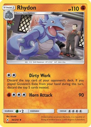 Rhydon 094/214  - Reverse Holofoil SM  Unbroken Bonds - Uncommon