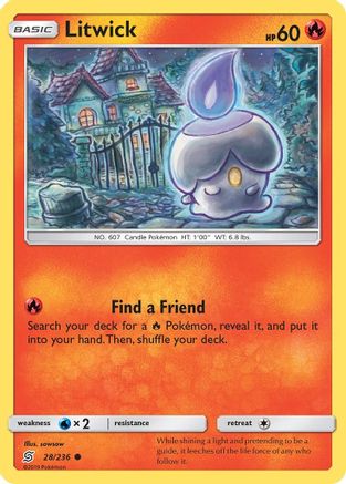 Litwick (28) 028/236  - Reverse Holofoil SM  Unified Minds - Common